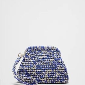 Banana Republic Factory Blue and Cream Straw Woven Clutch